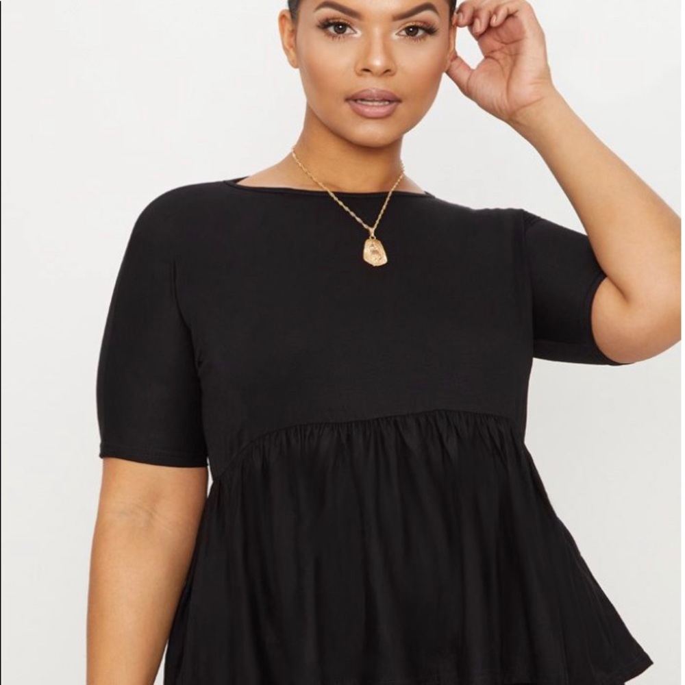 Plus Black Frill Hem T Shirt